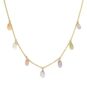 18K Gold Multi-Gemstone Necklace