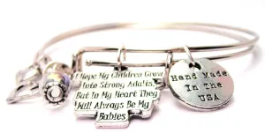 I Hope My Children Grow Into Strong Adults But In My Heart They Will Always Be My Babies Expandable Bangle Bracelet Set