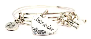 Sister In Law Heart Expandable Bangle Bracelet Set