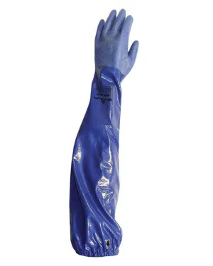 (12 Pairs) Showa's Best Atlas NSK 26 Nitrile Coated 26" Long Blue Chemical Resistant Gloves