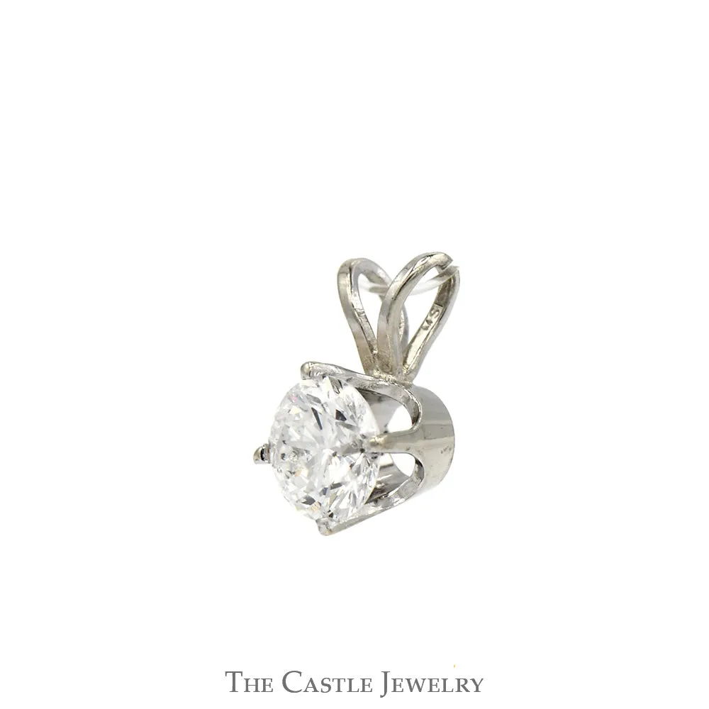 1/2ct Round Diamond Solitaire Pendant in 14k White Gold