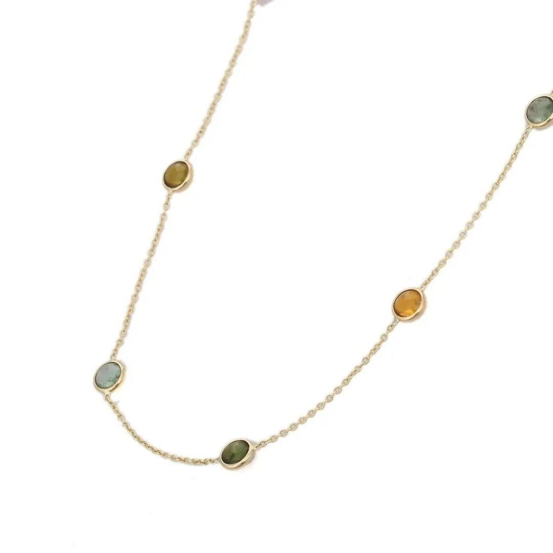 14K Gold Tourmaline Chain Necklace