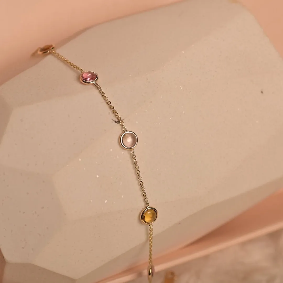 14K Gold Tourmaline Chain Necklace