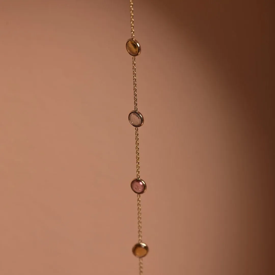 14K Gold Tourmaline Chain Necklace