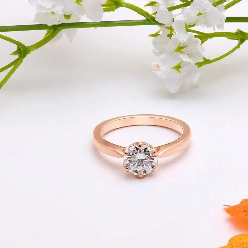 14k Rose / Yellow / White Gold Solitaire Moissanite Ring 1ct