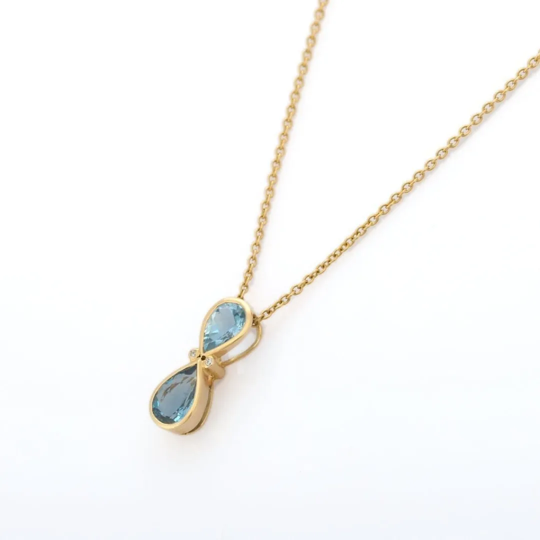 18K Blue Topaz Drop Pendant Necklace