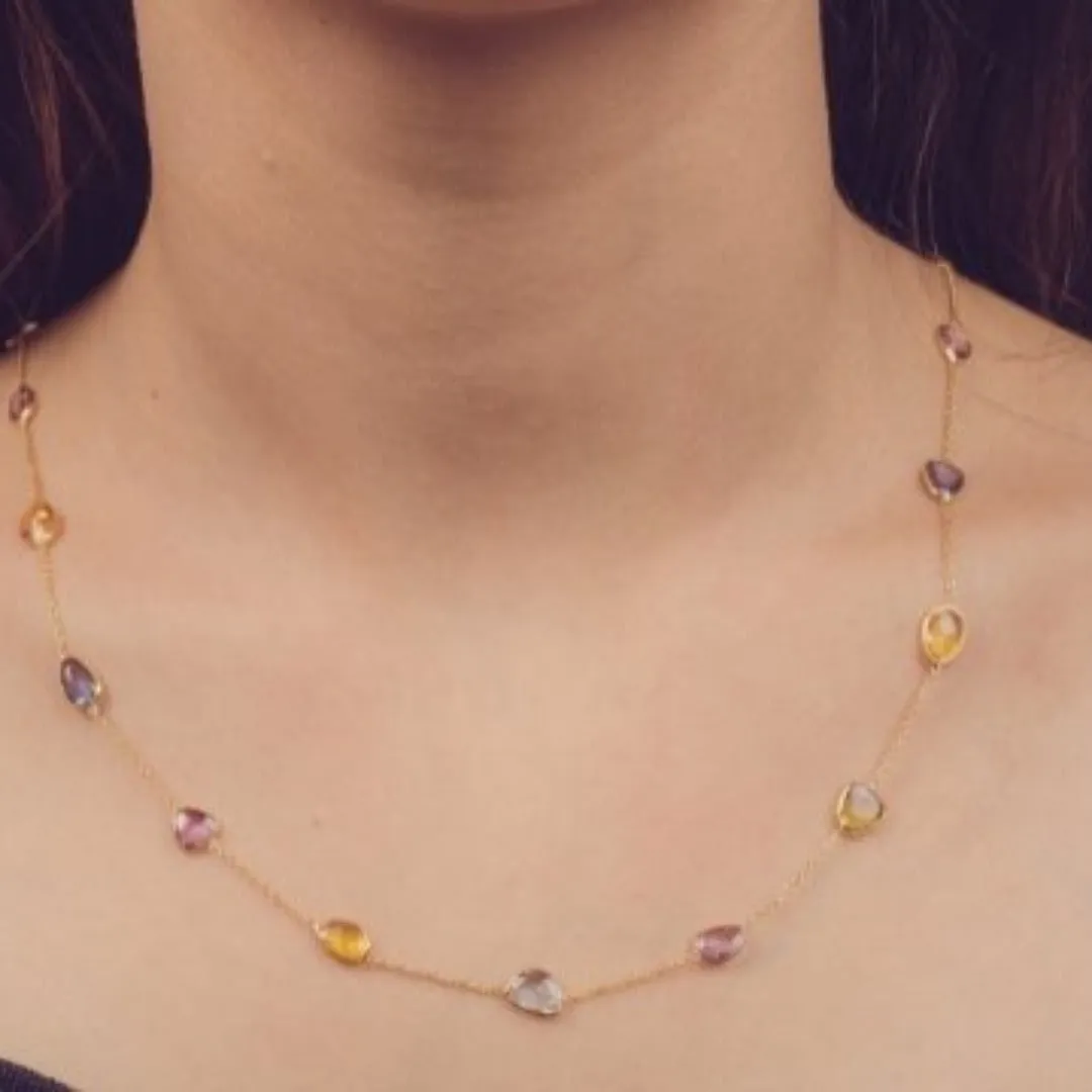 18K Multi Sapphire Stone Necklace