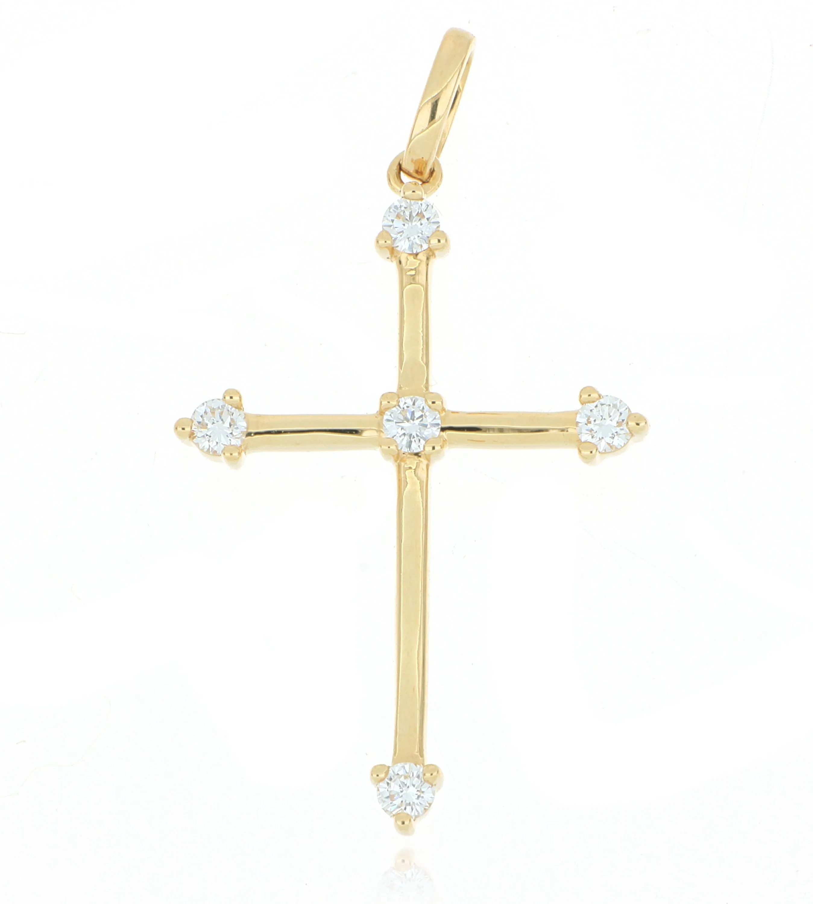 18k Yellow Gold Diamond Accented Cross Pendant