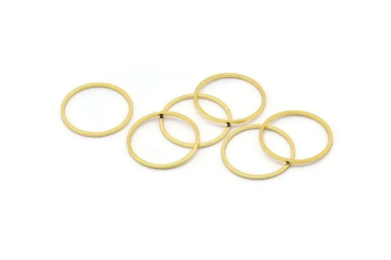 20mm Circle Connectors, 12 Gold Plated Brass Circle Connectors (20x1x1mm) Bs 1094 Q0418