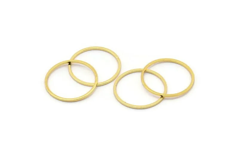 20mm Circle Connectors, 12 Gold Plated Brass Circle Connectors (20x1x1mm) Bs 1094 Q0418