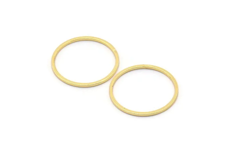 20mm Circle Connectors, 12 Gold Plated Brass Circle Connectors (20x1x1mm) Bs 1094 Q0418