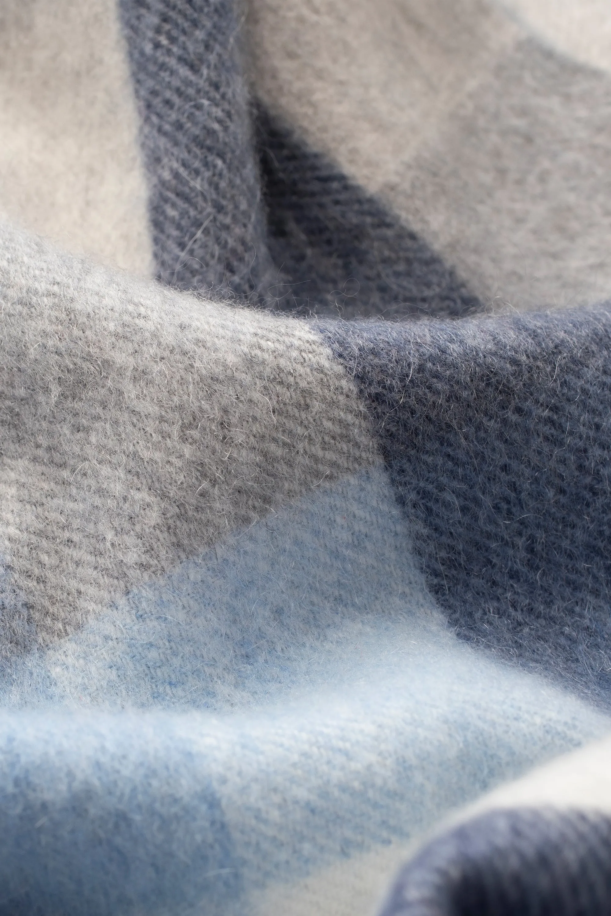 5 Square Check Cashmere Scarf - Glacier