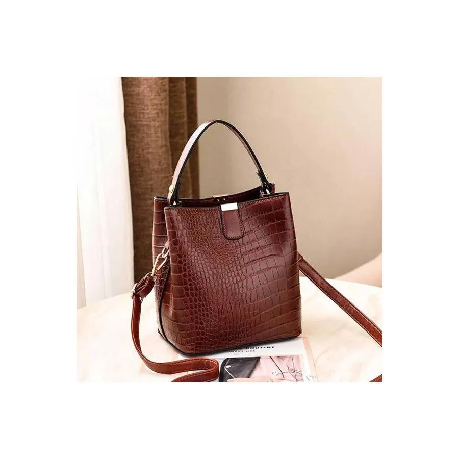 Alligator Chic Retro Leather Shoulder Bag