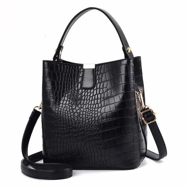 Alligator Chic Retro Leather Shoulder Bag