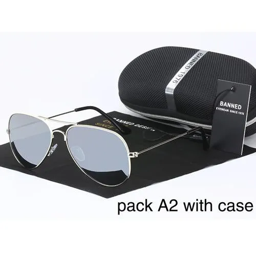 BANNED 1976 classic HD polarized metal frame aviation sunglasses classic design women men feminin brand oculos vintage glasses