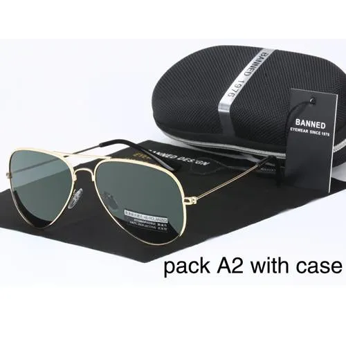 BANNED 1976 classic HD polarized metal frame aviation sunglasses classic design women men feminin brand oculos vintage glasses