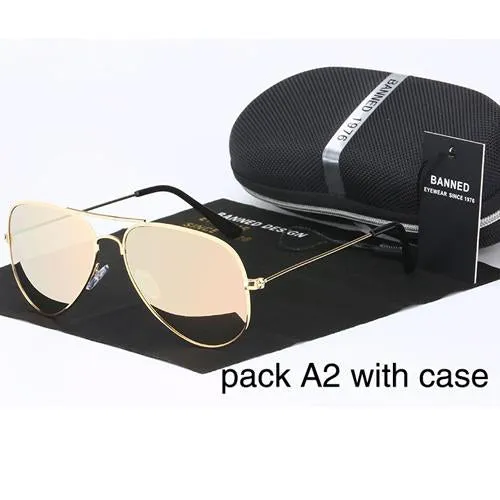 BANNED 1976 classic HD polarized metal frame aviation sunglasses classic design women men feminin brand oculos vintage glasses