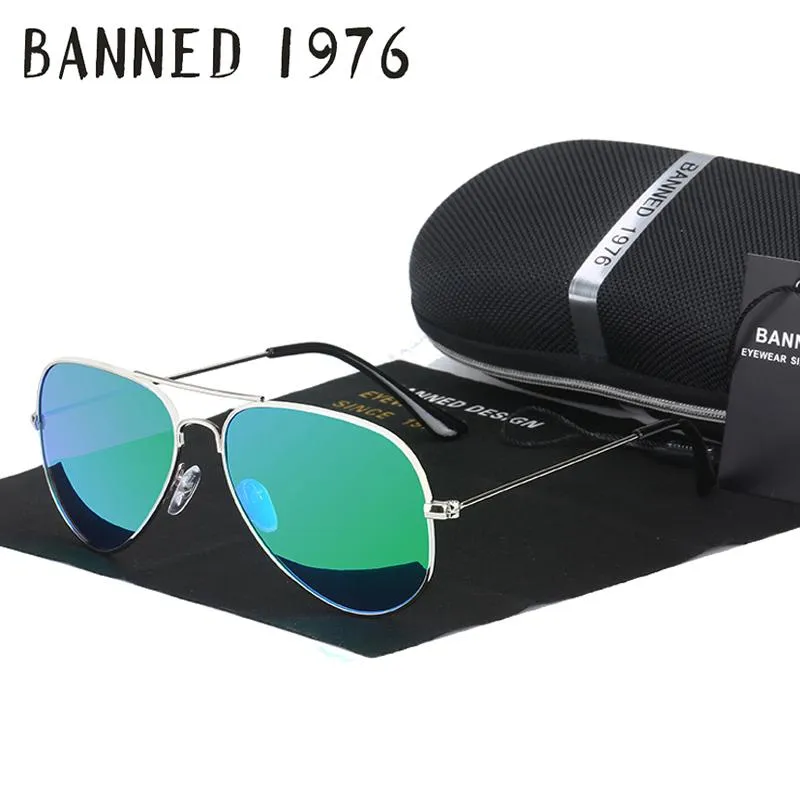 BANNED 1976 classic HD polarized metal frame aviation sunglasses classic design women men feminin brand oculos vintage glasses