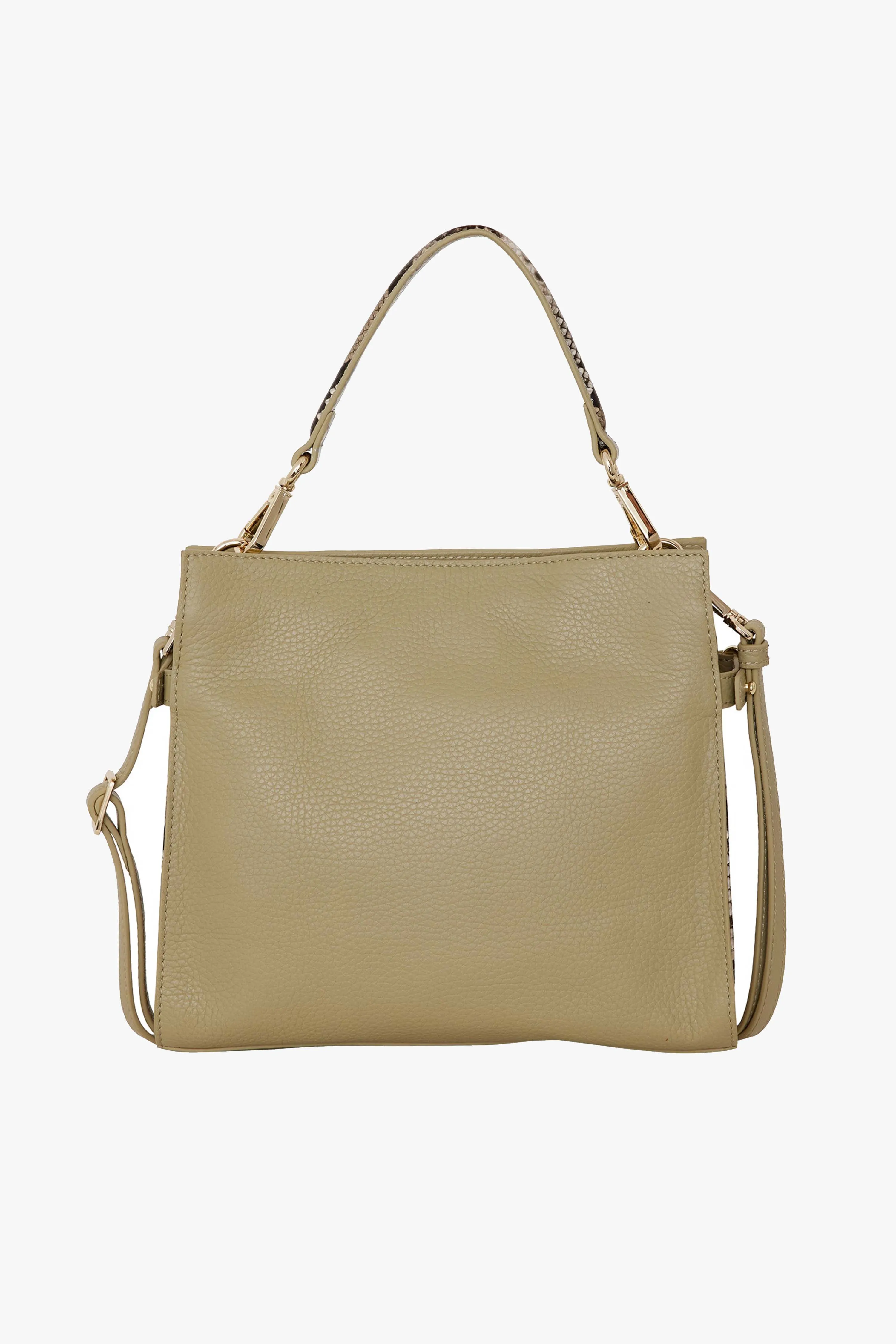 Bea Tussock Pale Green Python Leather Square Crossbody Bag