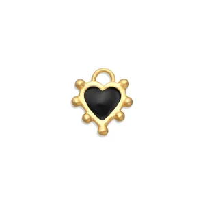 Black Enamel Boho Heart Charm