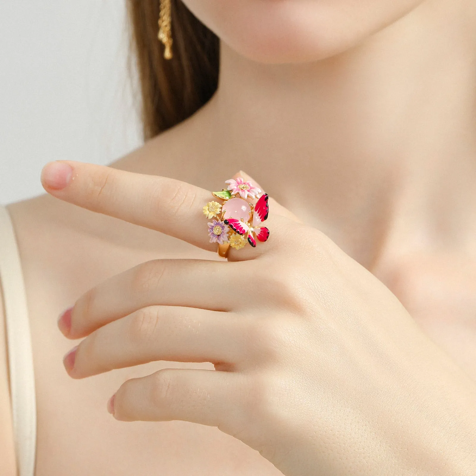 Butterfly Love Flower Ring