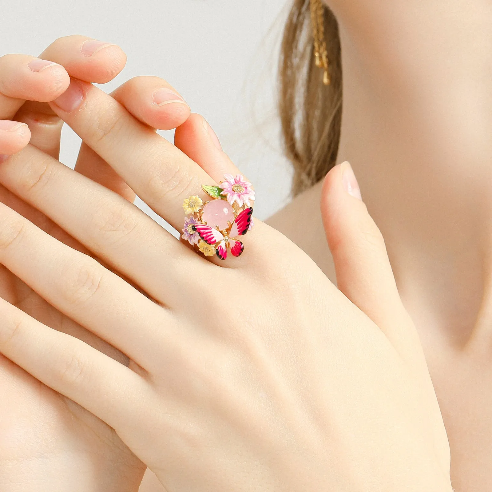 Butterfly Love Flower Ring