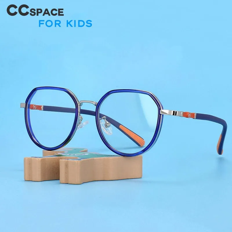 CCspace Children's Boy's Full Rim Round Square Tr 90 Titanium Frame Eyeglasses 54346