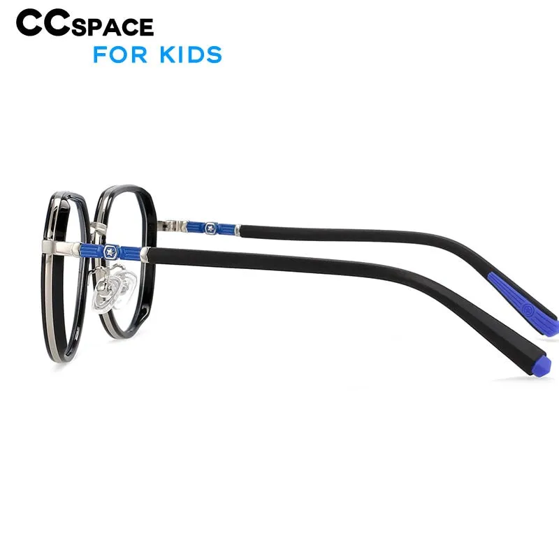 CCspace Children's Boy's Full Rim Round Square Tr 90 Titanium Frame Eyeglasses 54346