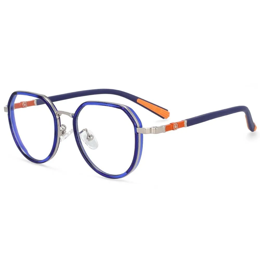 CCspace Children's Boy's Full Rim Round Square Tr 90 Titanium Frame Eyeglasses 54346