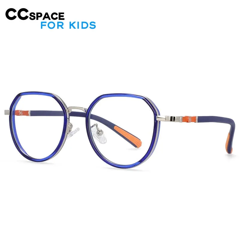 CCspace Children's Boy's Full Rim Round Square Tr 90 Titanium Frame Eyeglasses 54346