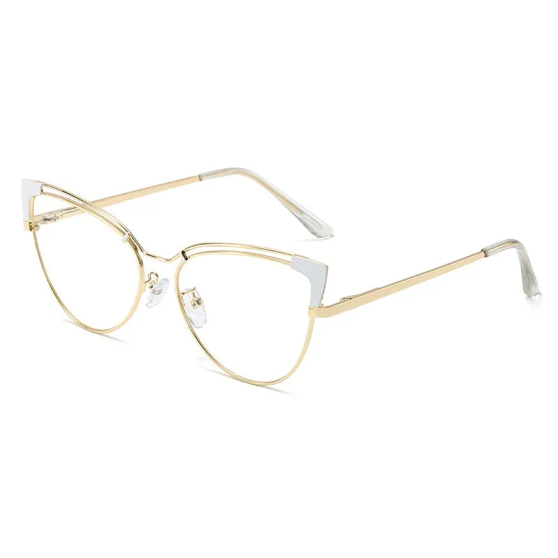 CCspace Full Rim Cat Eye Alloy Frame Eyeglasses 48297