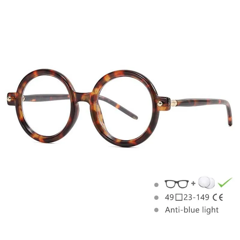 CCspace Unisex Full Rim Round Acetate Frame Eyeglasses 54567