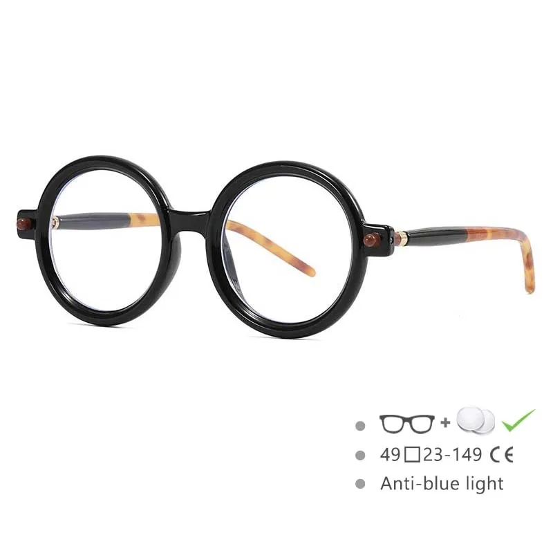 CCspace Unisex Full Rim Round Acetate Frame Eyeglasses 54567