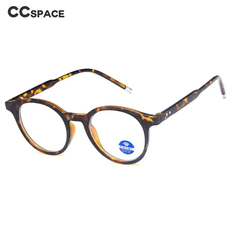 CCspace Unisex Full Rim Round Resin Frame Eyeglasses 54214