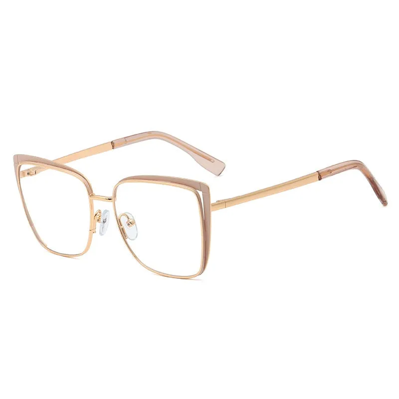 CCspace Unisex Full Rim Square Cat Eye Alloy Frame Eyeglasses 48324