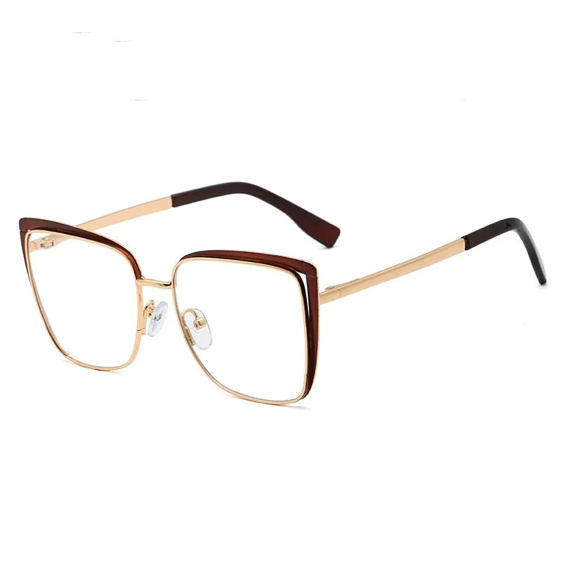 CCspace Unisex Full Rim Square Cat Eye Alloy Frame Eyeglasses 48324