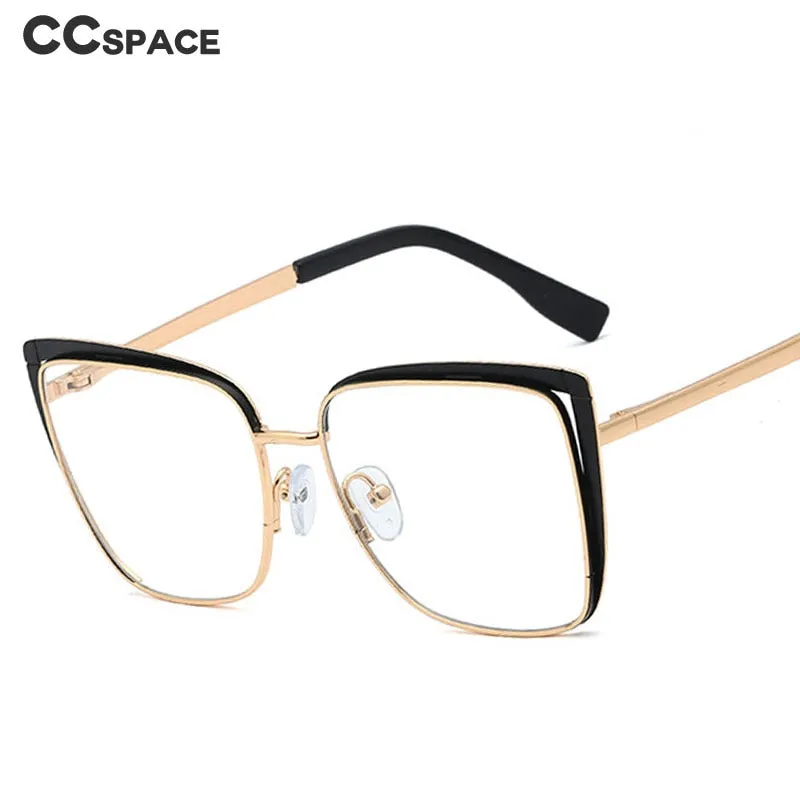 CCspace Unisex Full Rim Square Cat Eye Alloy Frame Eyeglasses 48324