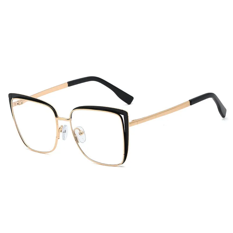 CCspace Unisex Full Rim Square Cat Eye Alloy Frame Eyeglasses 48324