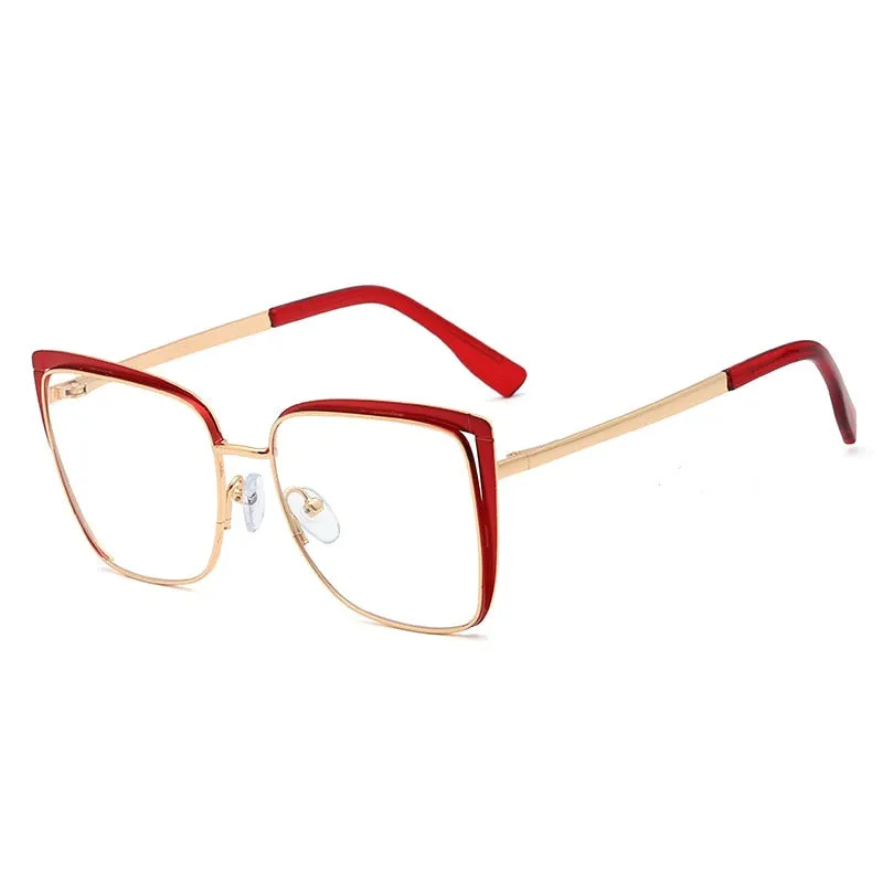 CCspace Unisex Full Rim Square Cat Eye Alloy Frame Eyeglasses 48324