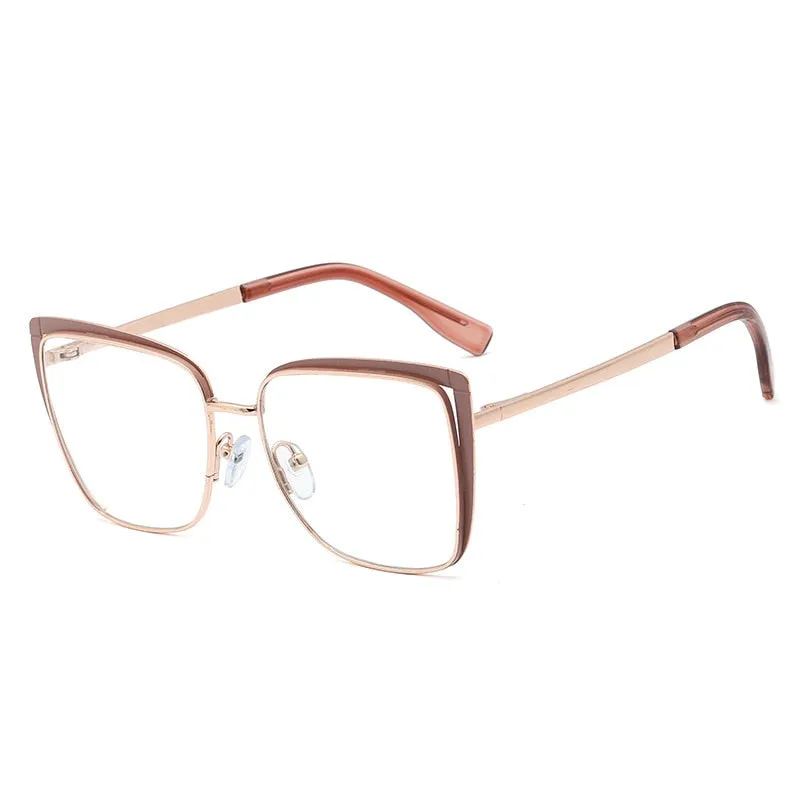 CCspace Unisex Full Rim Square Cat Eye Alloy Frame Eyeglasses 48324