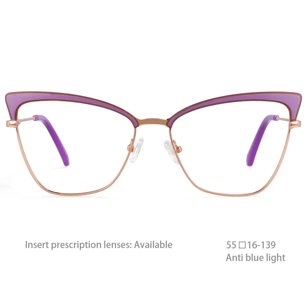 CCspace Women's Full Rim Butterfly Cat Eye Alloy Frame Eyeglasses 54527