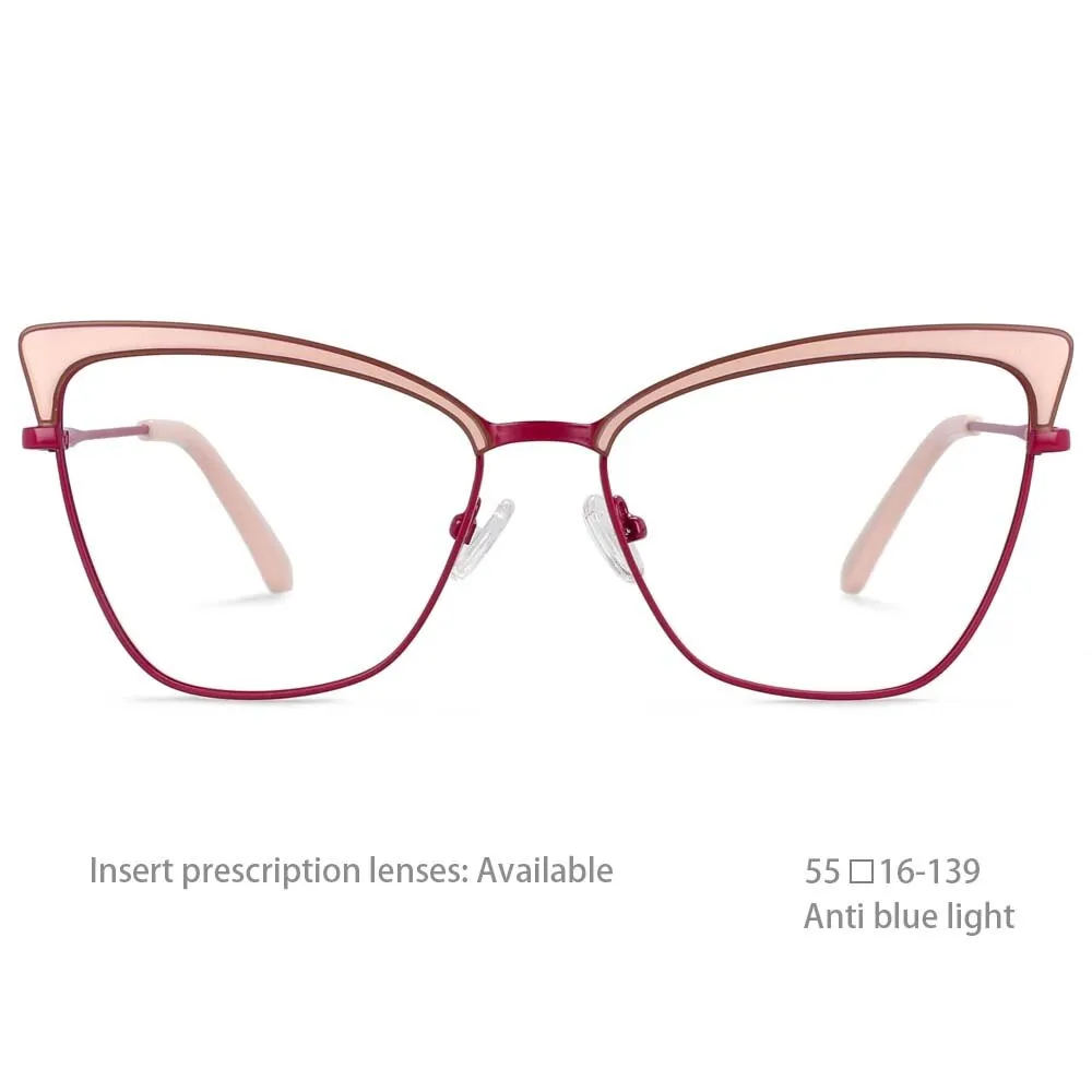 CCspace Women's Full Rim Butterfly Cat Eye Alloy Frame Eyeglasses 54527