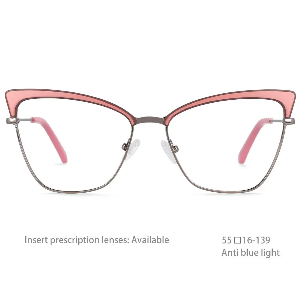 CCspace Women's Full Rim Butterfly Cat Eye Alloy Frame Eyeglasses 54527