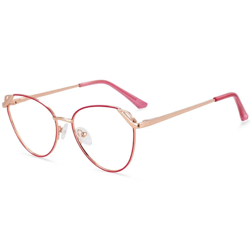 CCspace Women's Full Rim Oval Cat Eye Alloy Frame Eyeglasses 54195