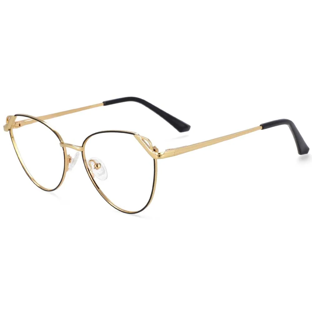 CCspace Women's Full Rim Oval Cat Eye Alloy Frame Eyeglasses 54195