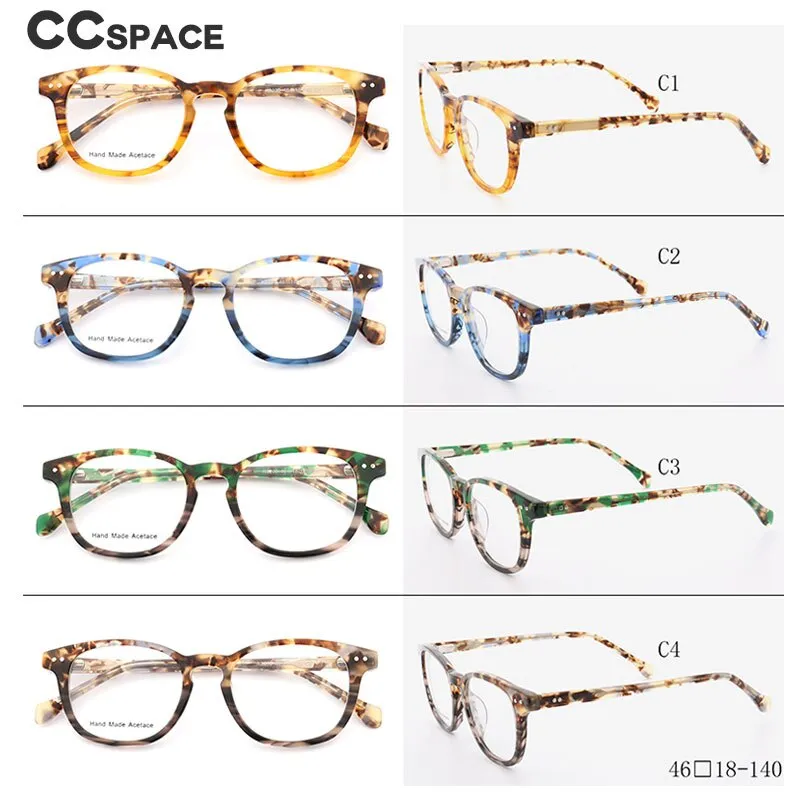 CCspace Women's Full Rim Round Acetate Frame Eyeglasses 49526