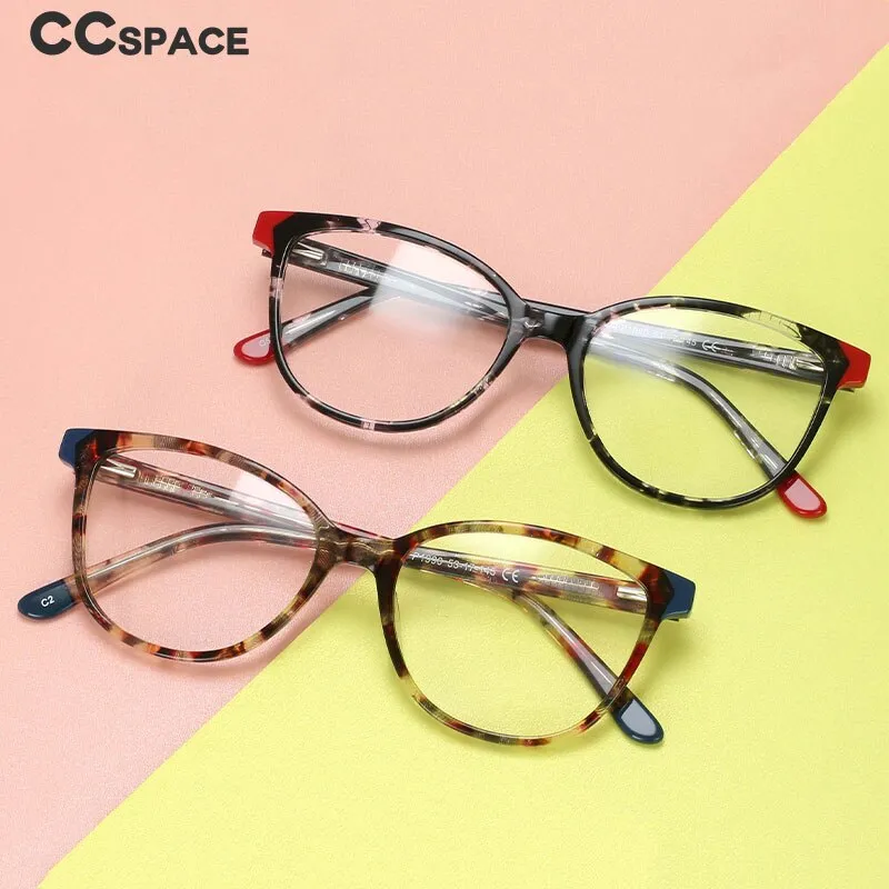 CCspace Women's Full Rim Round Acetate Frame Eyeglasses 54552