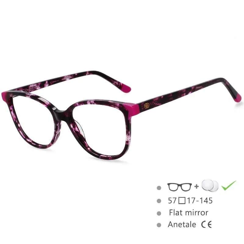 CCspace Women's Full Rim Round Acetate Frame Eyeglasses 54552