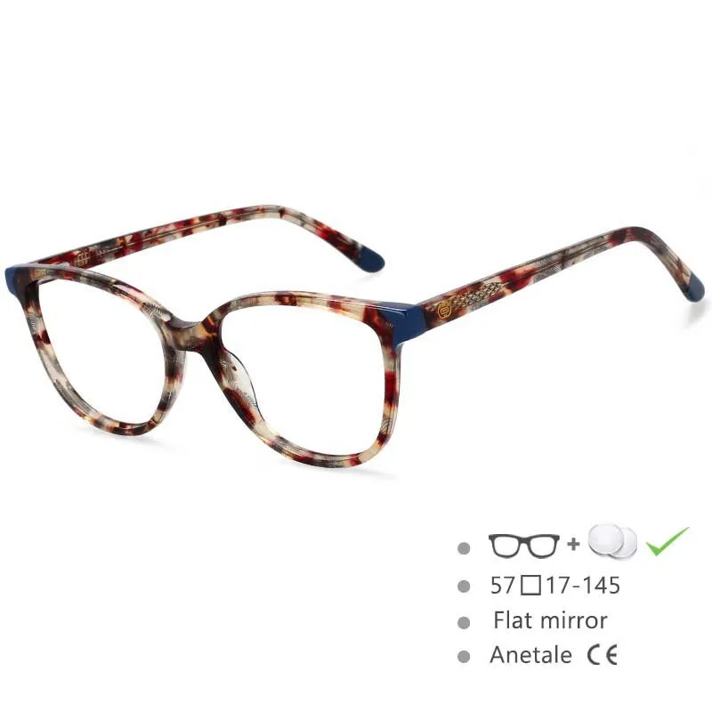 CCspace Women's Full Rim Round Acetate Frame Eyeglasses 54552