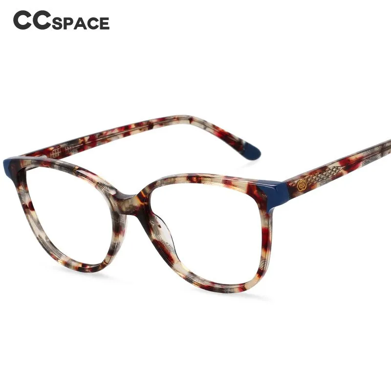 CCspace Women's Full Rim Round Acetate Frame Eyeglasses 54552